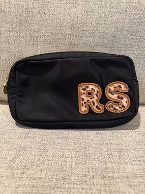 Stoney Clover Lane Noir Small Pouch w/ Leopard Letters “RS” on the front